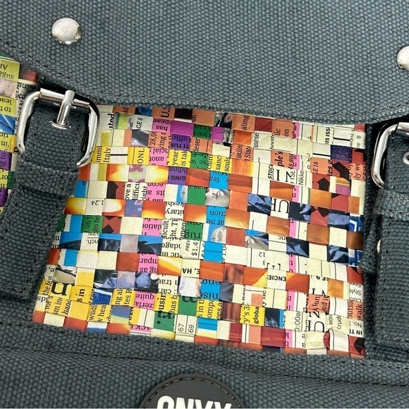 Onyx + Green Cross Weave Magazine Print Crossbody Bag - Picture 5 of 12